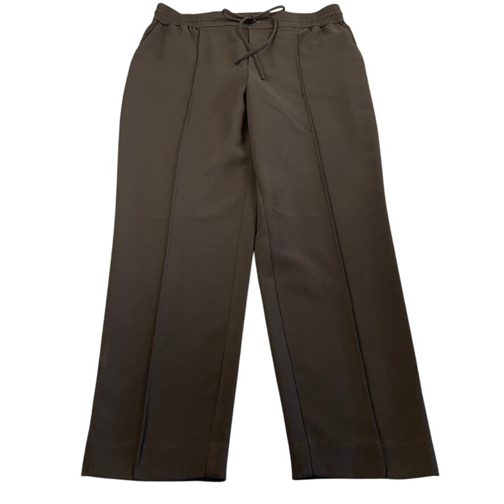Nine West Womens Black Slim Straight Pintuck Drawstring Pants Size 14